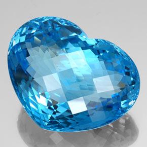 112.15 ct Blue Topaz Stone, Natural Topaz in Heart Checkerboard Shape for Sale