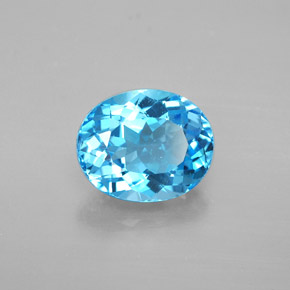 4.79 ct Blue Topaz Stone, Natural Topaz in Oval Facet Shape for Sale