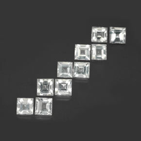 3.80 ctw White Topaz Gemstones, Topaz Gems in Square Facet Shape for Sale.