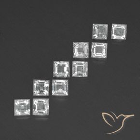 3.98 ctw White Topaz Stones, Natural Topaz in Square Facet Shape for Sale