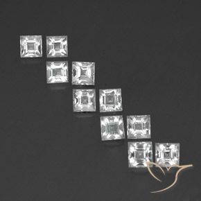 4.36ctw Natural White Topaz, Square, VVS-VS
