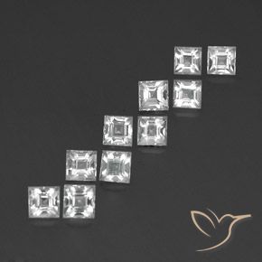 4.36 ctw White Topaz Stones, Natural Topaz in Square Facet Shape for Sale