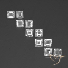 3.47ctw Natural White Topaz, Square, VVS-VS