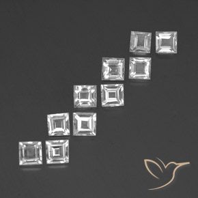 3.47 ctw White Topaz Stones, Natural Topaz in Square Facet Shape for Sale