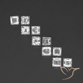 3.35ctw Natural White Topaz, Square, VVS-VS