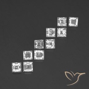 3.35 ctw White Topaz Stones, Natural Topaz in Square Facet Shape for Sale