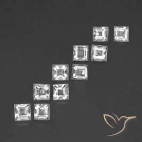3.87 ctw White Topaz Stones, Natural Topaz in Square Facet Shape for Sale