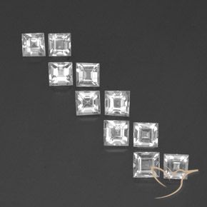 4.20ctw Natural White Topaz, Square, VVS-VS