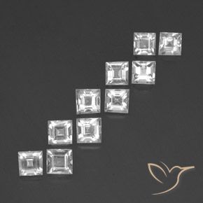 4.20 ctw White Topaz Stones, Natural Topaz in Square Facet Shape for Sale