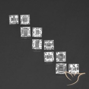 Свободный белый топаз 4,13 карат, квадратная огранка 4 x 3,9 мм, Бразилия, Photo A