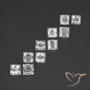 4.13 ctw White Topaz Stones, Natural Topaz in Square Facet Shape for Sale