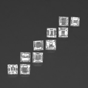 3.12 ctw White Topaz Stones, Natural Topaz in Square Facet Shape for Sale