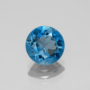 2.03 ct Blue Topaz Stone, Natural Topaz in Round Facet Shape for Sale