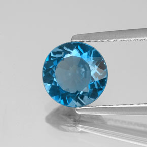 2.06 ct Blue Topaz Stone, Natural Topaz in Round Facet Shape for Sale