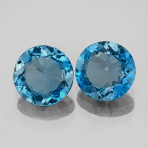 3.43 ct Blue Topaz Stone, Natural Topaz in Round Facet Shape for Sale