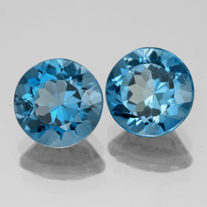 4.40 ct Blue Topaz Stone, Natural Topaz in Round Facet Shape for Sale