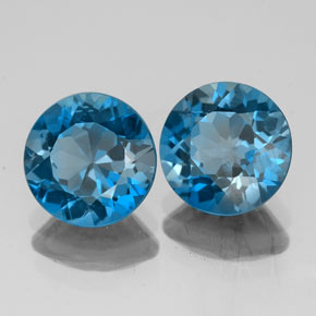 3.94 ct Blue Topaz Stone, Natural Topaz in Round Facet Shape for Sale