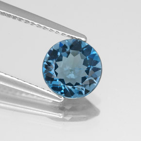 1.75 ct Blue Topaz Stone, Natural Topaz in Round Facet Shape for Sale