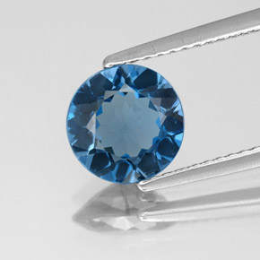 1.80 ct Blue Topaz Gemstone, Topaz Gem in Round Facet Shape for Sale.