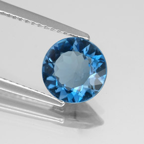 1.80 ct Blue Topaz Stone, Natural Topaz in Round Facet Shape for Sale