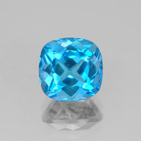 2.99 ct Blue Topaz Gemstone, Topaz Gem in Cushion-Cut Shape for Sale.