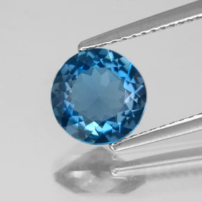 1.97 ct Blue Topaz Gemstone, Topaz Gem in Round Facet Shape for Sale.