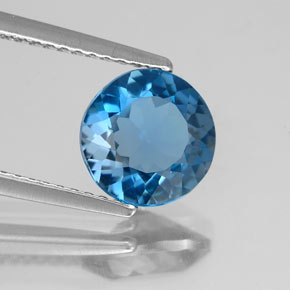1.97 ct Blue Topaz Stone, Natural Topaz in Round Facet Shape for Sale