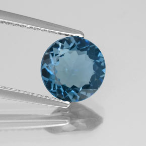 1.92 ct Blue Topaz Stone, Natural Topaz in Round Facet Shape for Sale