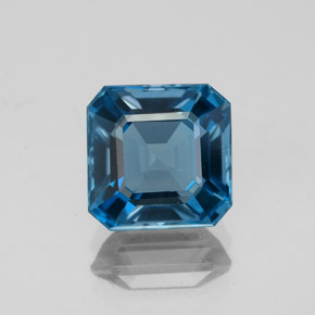 3.10 ct Blue Topaz Gemstone, Topaz Gem in Octagon Facet Shape for Sale.