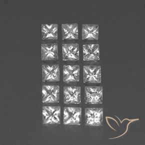 3.79 ctw White Topaz Stones, Natural Topaz in Princess-Cut Shape for Sale