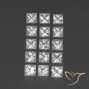 3.82 ctw White Topaz Stones, Natural Topaz in Princess-Cut Shape for Sale