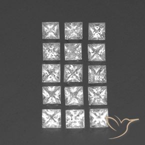 3.79 ctw White Topaz Stones, Natural Topaz in Princess-Cut Shape for Sale