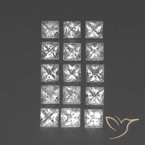 3.89 ctw White Topaz Stones, Natural Topaz in Princess-Cut Shape for Sale
