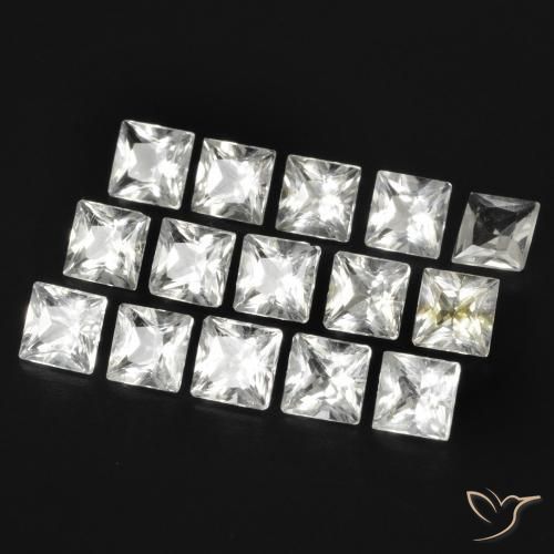 3.70 ctw White Topaz Stones, Natural Topaz in Princess-Cut Shape for Sale