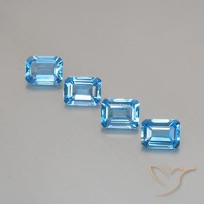7.43ctw Natural Swiss Blue Topaz, Emerald Cut, VVS-VS