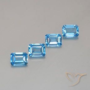 7.43 ctw Blue Topaz Stones, Natural Topaz in Octagon Facet Shape for Sale
