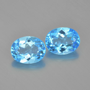4.84 ctw Blue Topaz Gemstones, Topaz Gems in Oval Facet Shape for Sale.