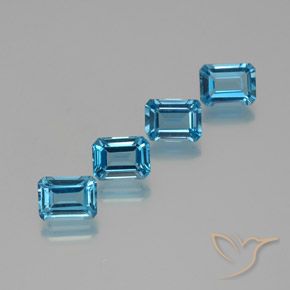 7.76ctw Natural Swiss Blue Topaz, Emerald Cut, VS