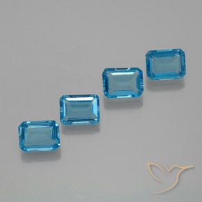 7.31ctw Natural Swiss Blue Topaz, Emerald Cut, VS