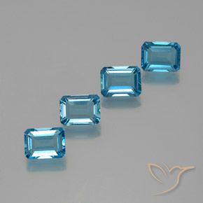 7.74ctw Natural Swiss Blue Topaz, Emerald Cut, VS