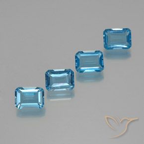 7.78ctw Natural Swiss Blue Topaz, Emerald Cut, VS