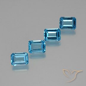 7.71ctw Natural Swiss Blue Topaz, Emerald Cut, VS