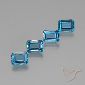 7.46ctw Natural Swiss Blue Topaz, Emerald Cut, VS