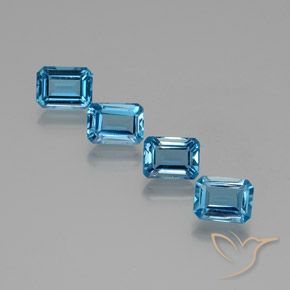 7.46 ctw Blue Topaz Stones, Natural Topaz in Octagon Facet Shape for Sale