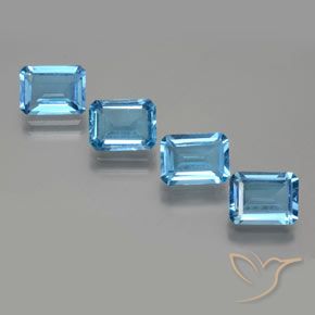 7.18ctw Natural Swiss Blue Topaz, Emerald Cut, VS