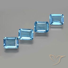 7.18 ctw Blue Topaz Stones, Natural Topaz in Octagon Facet Shape for Sale
