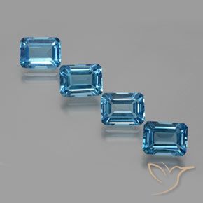 8.04ctw Natural Swiss Blue Topaz, Emerald Cut, VVS-VS