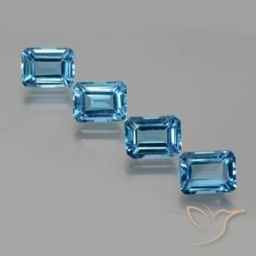 8.43ctw Natural Swiss Blue Topaz, Emerald Cut, VS