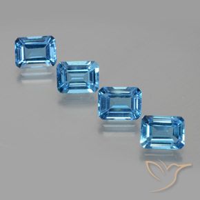 7.79ctw Natural Swiss Blue Topaz, Emerald Cut, VS