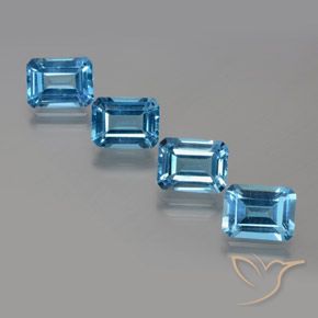 7.65 ct Swiss Blue Topaz, 8.1 x 6.1 mm Octagon Cut From Brazil, Photo A